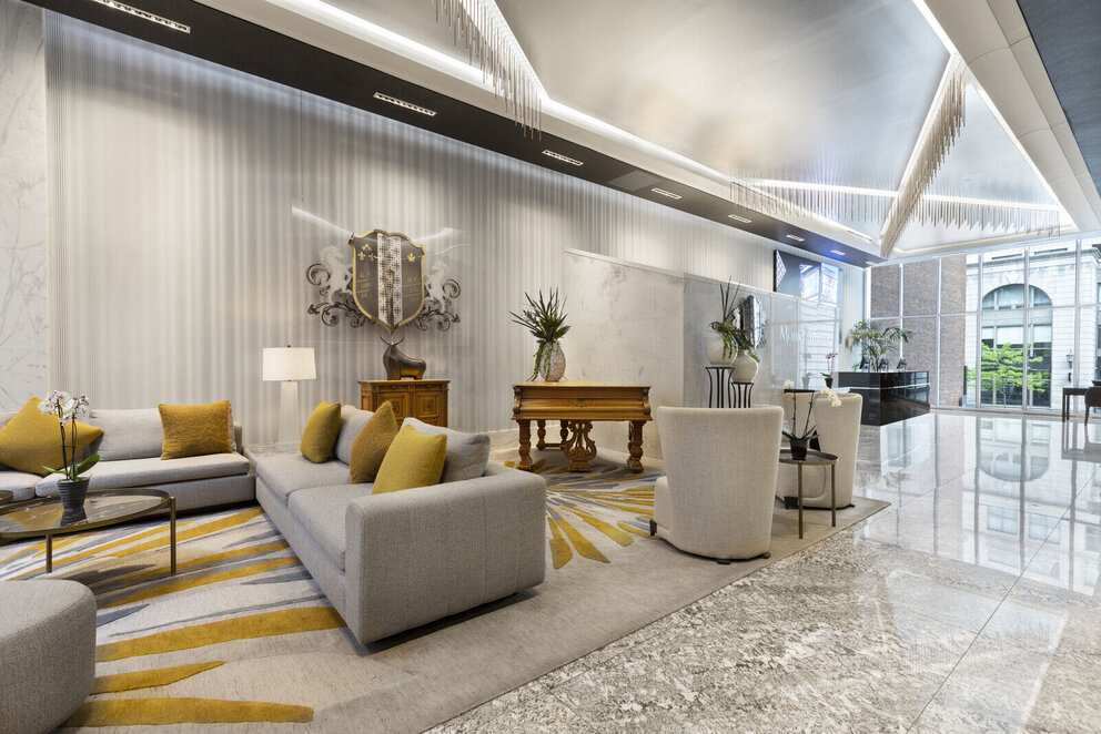 a room with a couch and a table