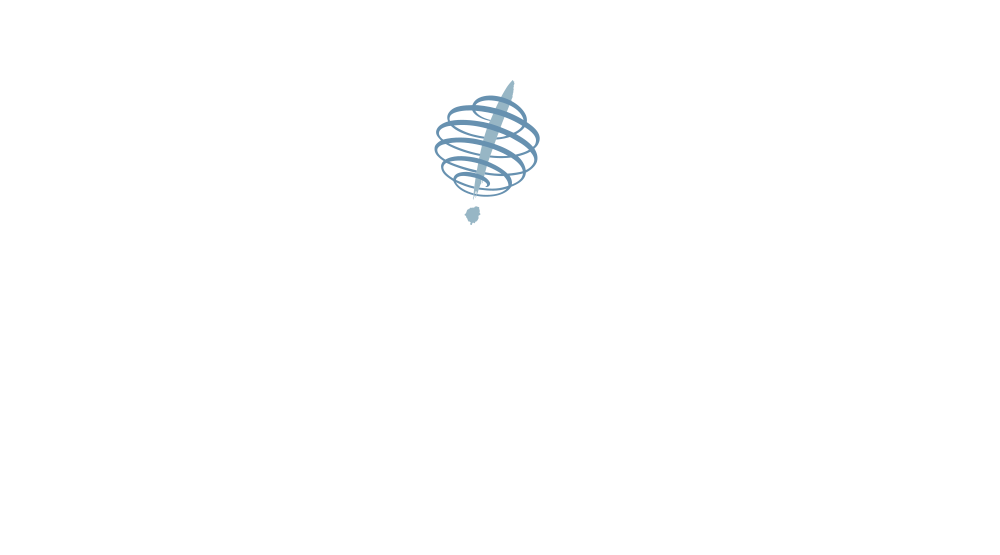 a black and white sign with a blue spiral and a blue spiral